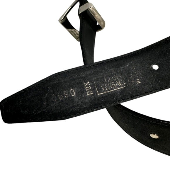 Genuine GIANNI VERSACE Black Leather Studded Medusa Unisex Belt Italy 34